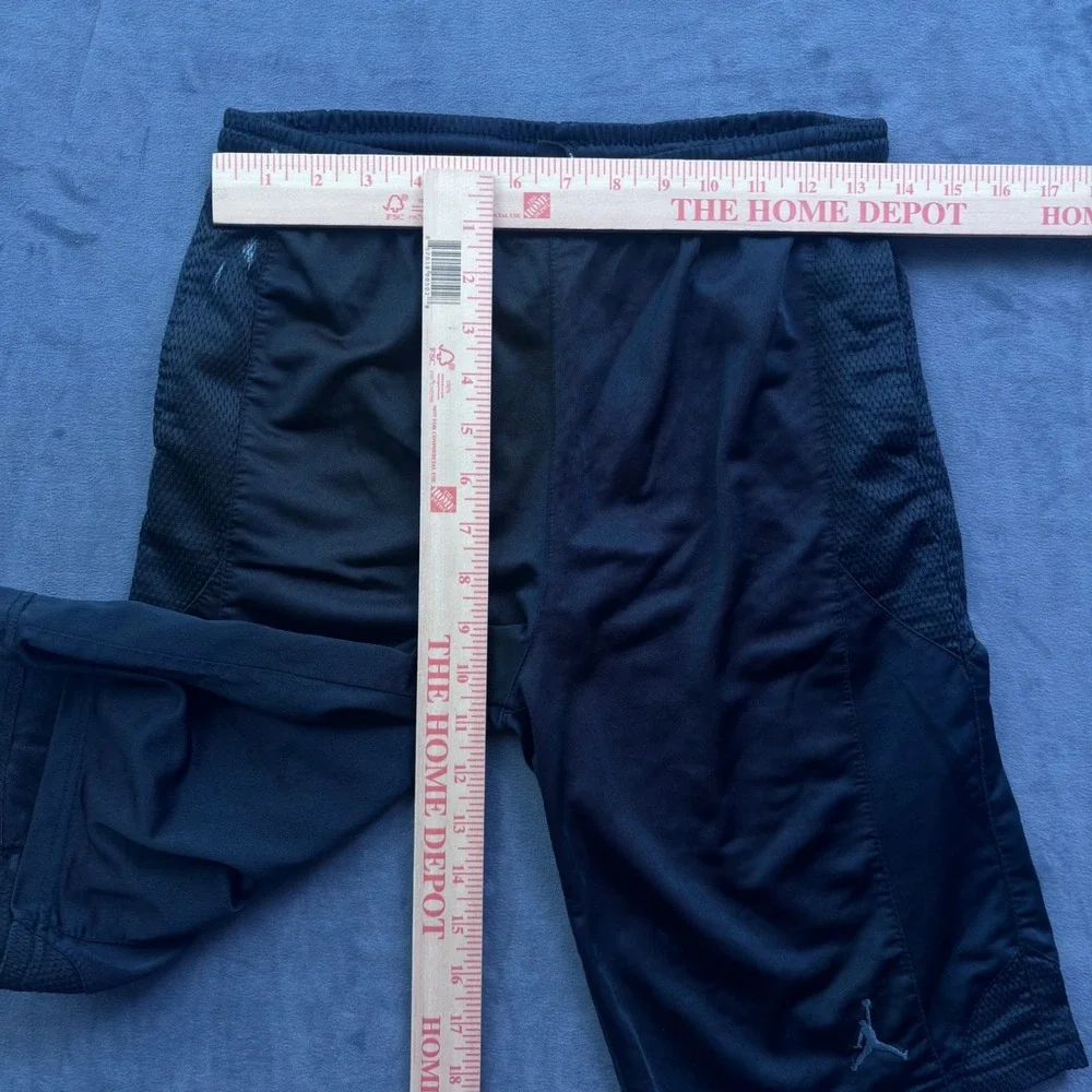 Jordan Mens Black Basketball Shorts Mesh Panels Jumpman Logo Size L